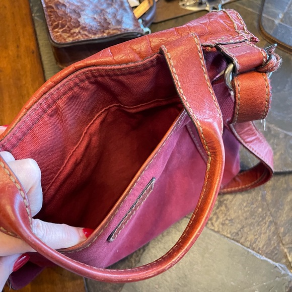 Fossil Red Leather/Canvas Handbag - Picture 5 of 6